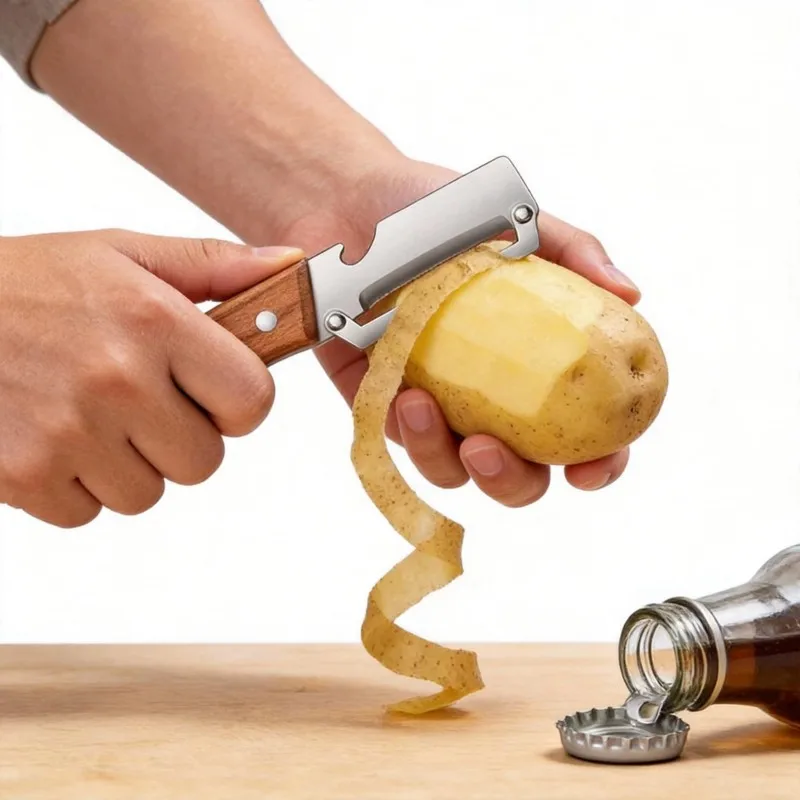 LLCS-2 Pack 2 In 1 Multi Functional Vegetable Peeler With Stainless Steel Blade, Bottle Opener, And Wooden Handle Kitchen Tool
LLCS-2 Pack 2 In 1 Multi Functional Vegetable Peeler With Stainless Steel Blade, Bottle Opener, And Wooden Handle Kitchen Tool