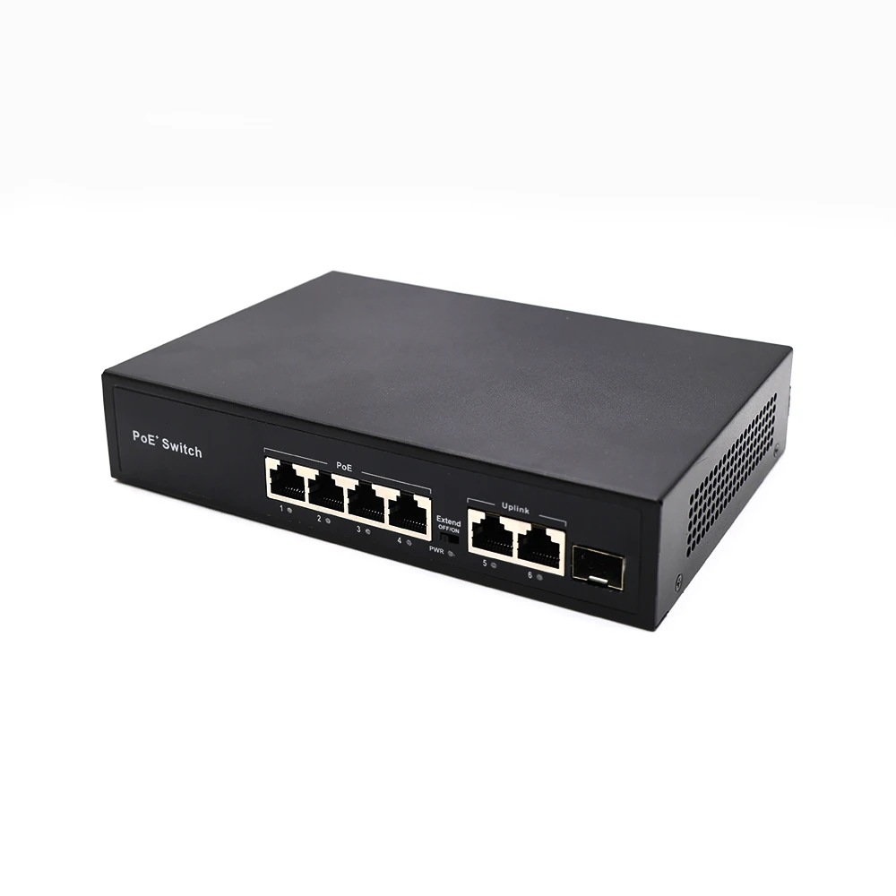 4-Port Gigabit POE Switch with 4* 10/100/1000M POE 2* 100M Ethernet Uplink 1SFP SC Connector Type
4-Port Gigabit POE Switch with 4* 10/100/1000M POE 2* 100M Ethernet Uplink 1SFP SC Connector Type