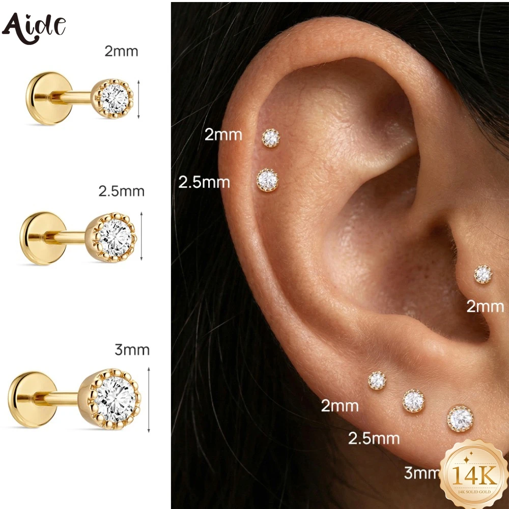Aide 14K Solid Gold Delicate Crown Bezel CZ Studs Small Shiny Zircon iercing Earrings Perfect Birthday Gift for Her Fine Jewelry
Aide 14K Solid Gold Delicate Crown Bezel CZ Studs Small Shiny Zircon iercing Earrings Perfect Birthday Gift for Her Fine Jewelry
