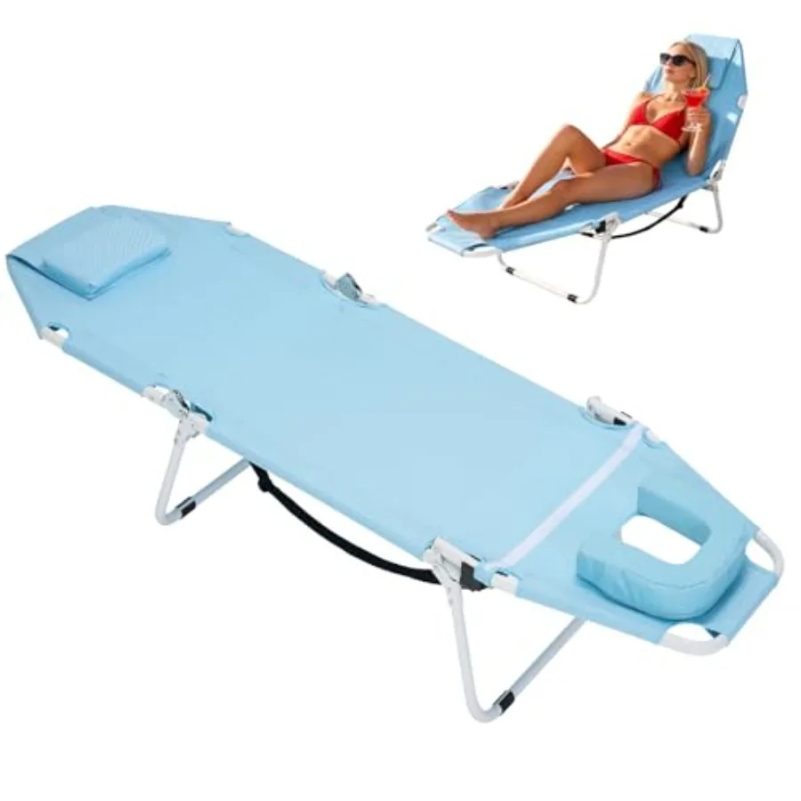 2-in-1 Tanning Chair with Face Hole Folding Camping Cot for Adults 5-Position Adjustable Lounge Chair with Pillow Heavy Duty 60
2-in-1 Tanning Chair with Face Hole Folding Camping Cot for Adults 5-Position Adjustable Lounge Chair with Pillow Heavy Duty 60