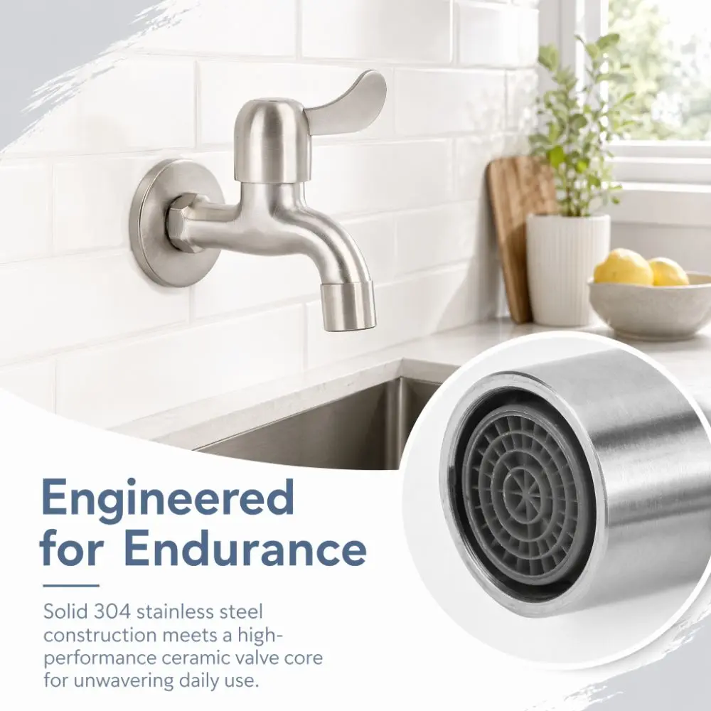 Modern 304 Stainless Steel Faucet Single Cold Water G1/2 Inch Thread Faucet Tap Wall Mounted Single Lever Water Tap Home
Modern 304 Stainless Steel Faucet Single Cold Water G1/2 Inch Thread Faucet Tap Wall Mounted Single Lever Water Tap Home