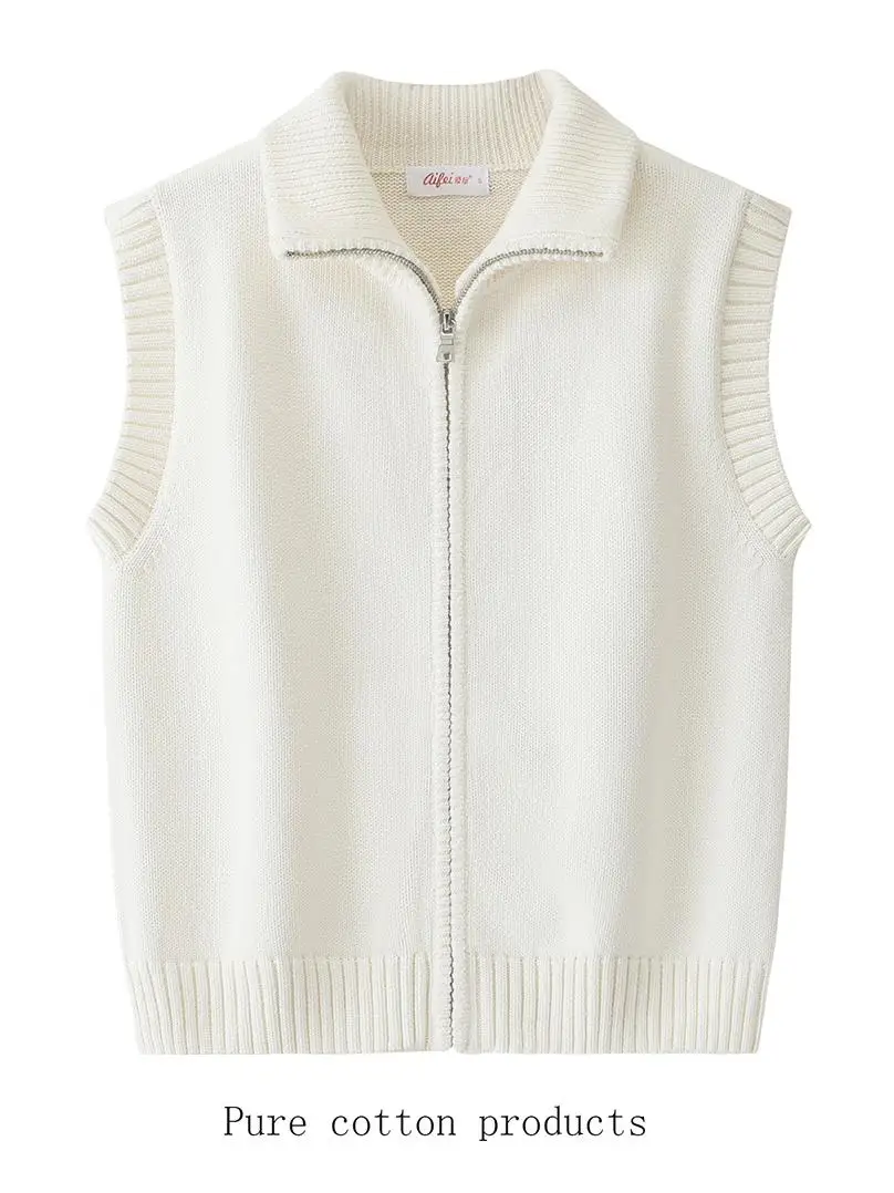 2025 New Women's Knitted Cotton Vest Open Cardigan High Collar Zipper Svel Outerwear Sweet Sle Pure Color Winter Jaet
2025 New Women's Knitted Cotton Vest Open Cardigan High Collar Zipper Svel Outerwear Sweet Sle Pure Color Winter Jaet