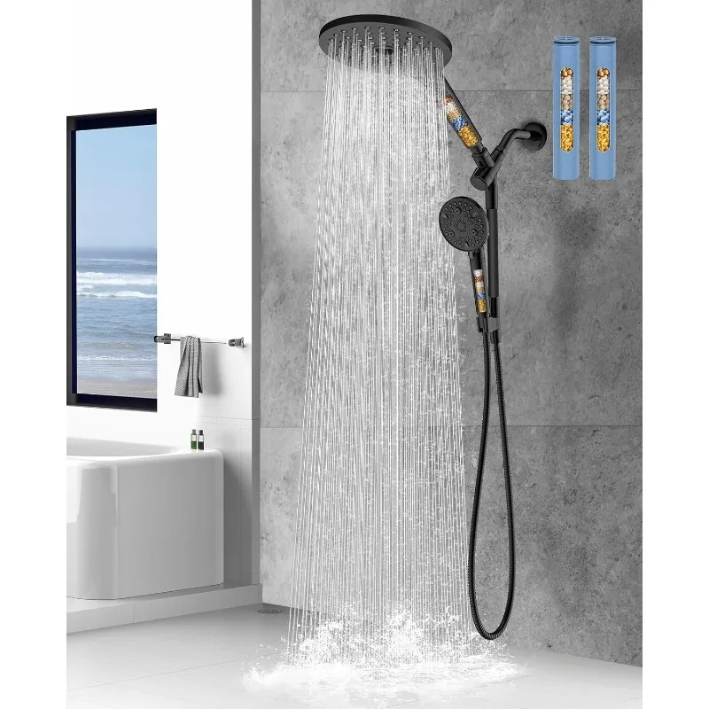 Dual Filtered Rain Shower Head Combo, High Pressure Handheld Shower Head with Adjustable Bar
Dual Filtered Rain Shower Head Combo, High Pressure Handheld Shower Head with Adjustable Bar