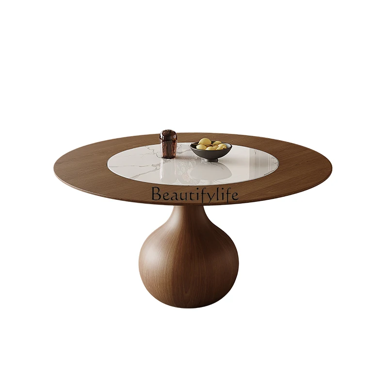 Nordic Style Stone Dining Table Round Table with Built-in Turntable Modern Simple Walnut Color White Ash Wood
Nordic Style Stone Dining Table Round Table with Built-in Turntable Modern Simple Walnut Color White Ash Wood