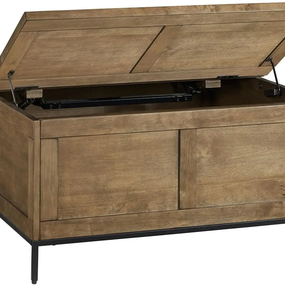 Hinged Lift-Top Coffee Table with Storage, Light Brown and Black
Hinged Lift-Top Coffee Table with Storage, Light Brown and Black