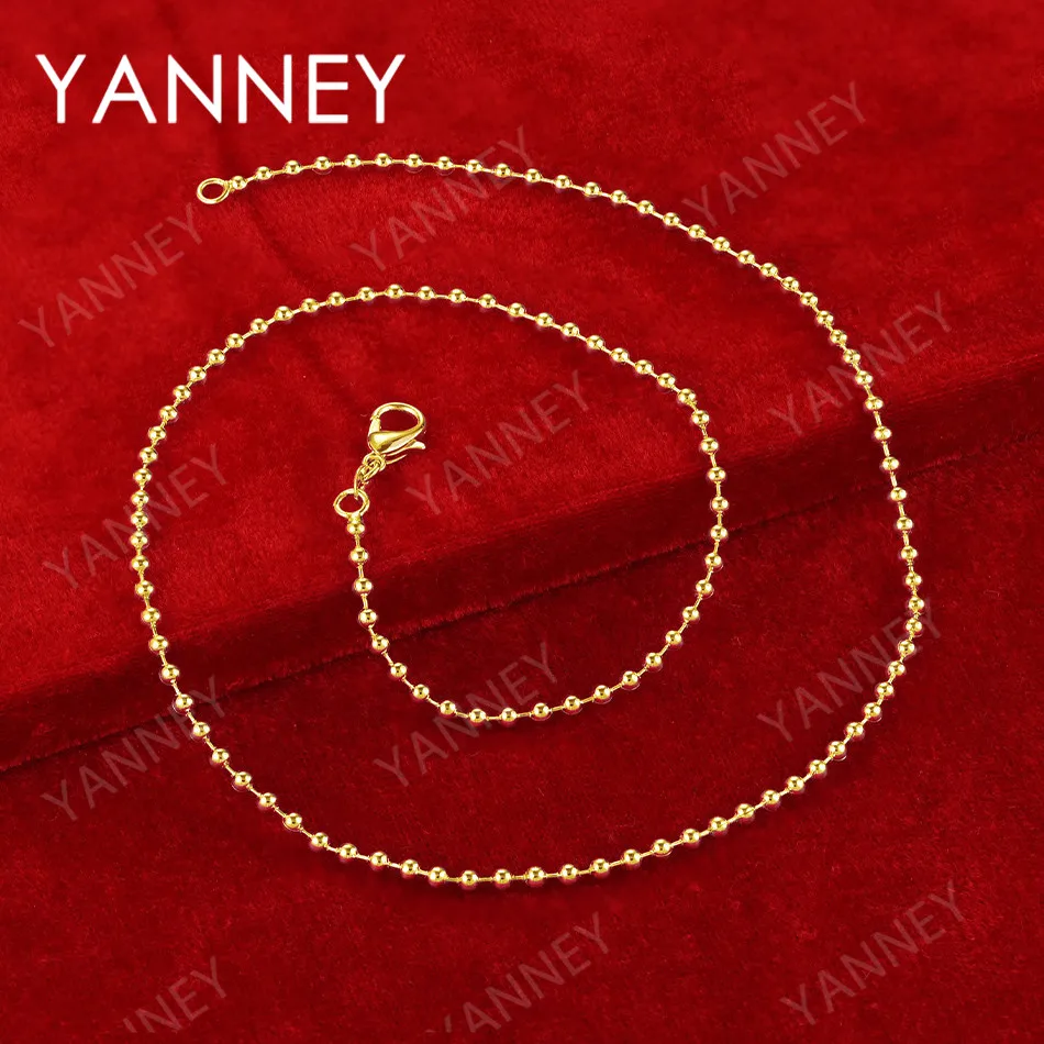 925 Sterling Silver 18K Gold 18 Inches 2MM Beads Necklace For Women Men Chain Fashion Charm Jewelry Accessories
925 Sterling Silver 18K Gold 18 Inches 2MM Beads Necklace For Women Men Chain Fashion Charm Jewelry Accessories