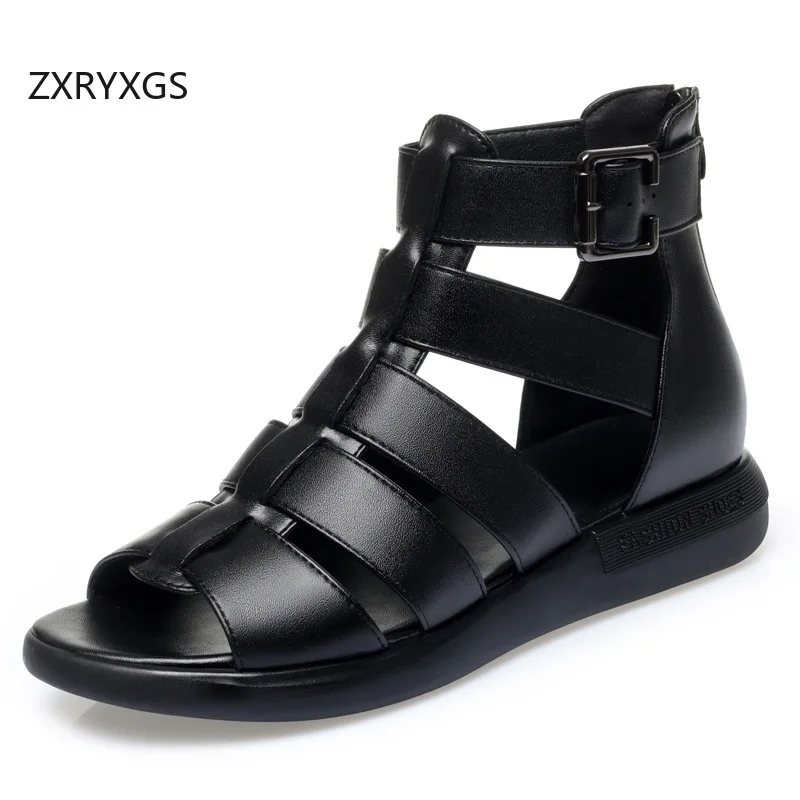 ZXRYXGS 2026 New Summer Genuine Leather Fish Mouth Sandals Large Size Women's Roman Sandals Cool Boots Black Beige Flat Sandals
ZXRYXGS 2026 New Summer Genuine Leather Fish Mouth Sandals Large Size Women's Roman Sandals Cool Boots Black Beige Flat Sandals