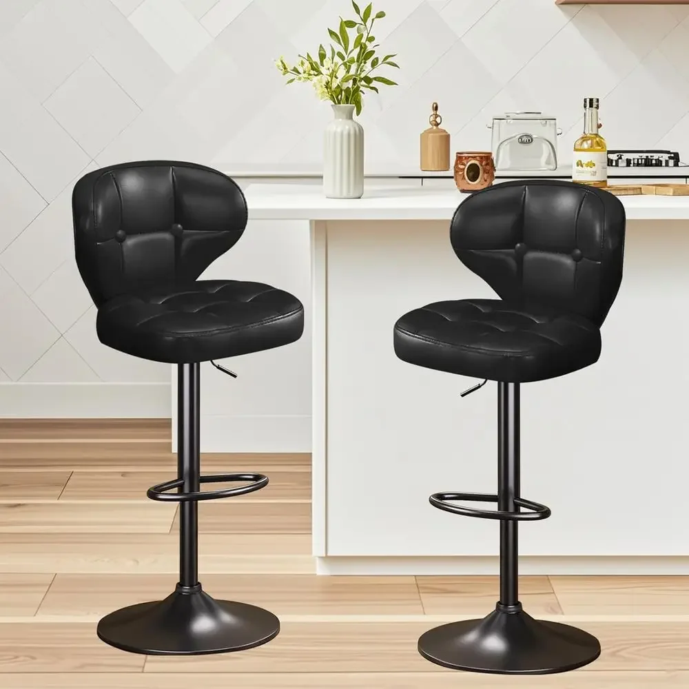 Adjustable Swivel Bar Stools Set of 2, Padded with Backrest and Footrest for Kitchen Island, Bistro, Cafe, and Home Use - Black
Adjustable Swivel Bar Stools Set of 2, Padded with Backrest and Footrest for Kitchen Island, Bistro, Cafe, and Home Use - Black