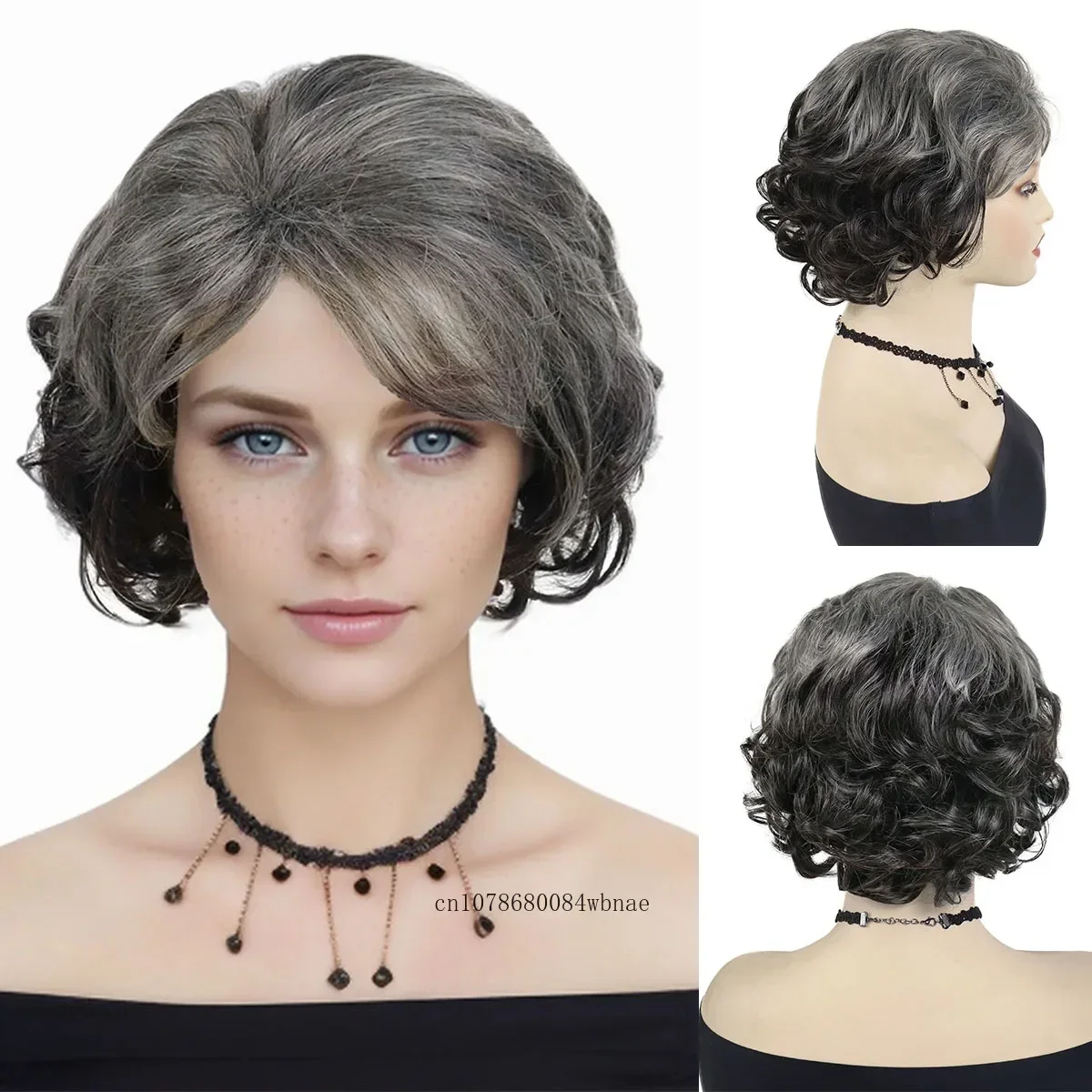 Synthetic Short Curly Ombre Grey Black Wigs for Women Old Grandma Wig with Bangs Daily Cosplay Costume Party Use Heat Resistant
Synthetic Short Curly Ombre Grey Black Wigs for Women Old Grandma Wig with Bangs Daily Cosplay Costume Party Use Heat Resistant