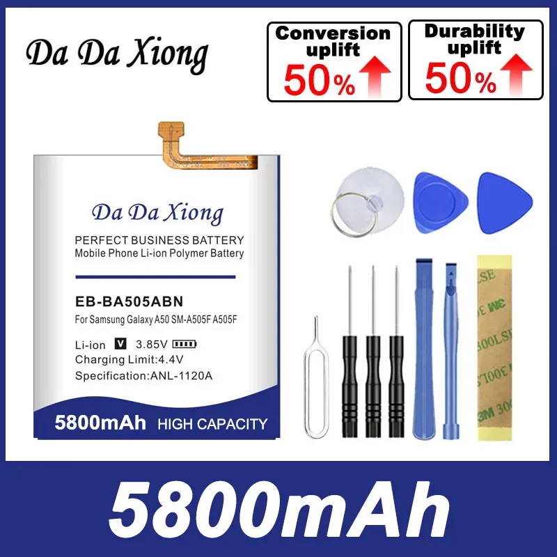 Аккумулятор 5800 мАч для SAMSUNG Galaxy A50 A505F EB-BA505ABN EB-BA505ABU SM-A505F A505FN/DS/GN A505W A30s A30 + инструменты
Аккумулятор 5800 мАч для SAMSUNG Galaxy A50 A505F EB-BA505ABN EB-BA505ABU SM-A505F A505FN/DS/GN A505W A30s A30 + инструменты