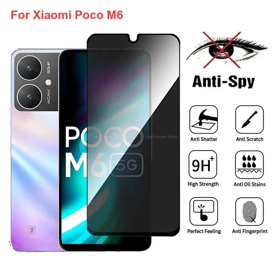 Poco M6 Anti Spy Privacy Tempered Glass Protector Compatible For Xiaomi Pocom6 Full Cover Screen Phone Film
Poco M6 Anti Spy Privacy Tempered Glass Protector Compatible For Xiaomi Pocom6 Full Cover Screen Phone Film