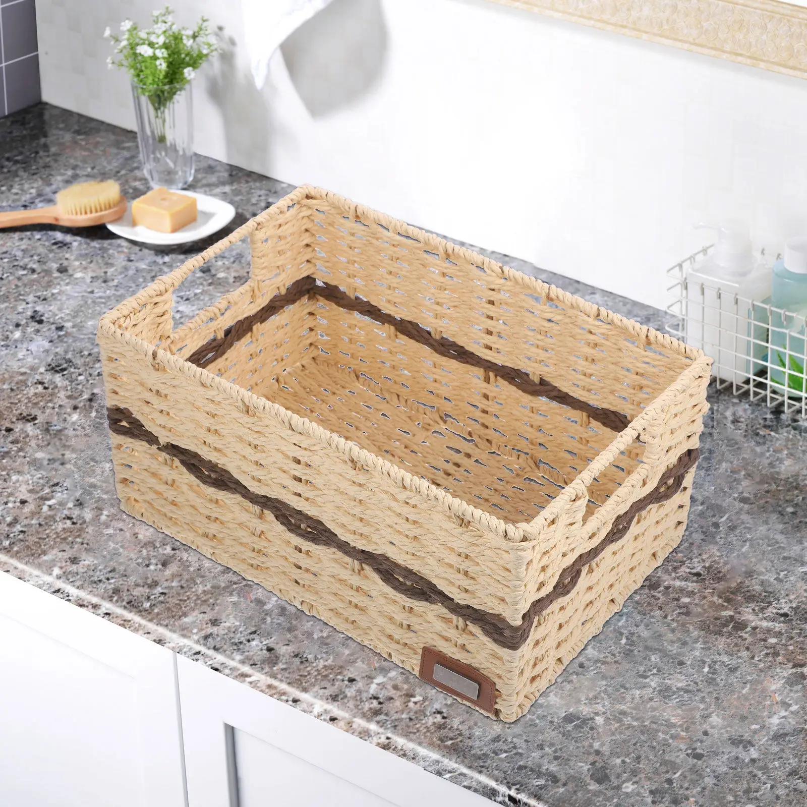 Desktop Woven Storage Basket with Handle Exquisite Design Sturdy Space-Saving Organizer for Living Room Kindergarten Office
Desktop Woven Storage Basket with Handle Exquisite Design Sturdy Space-Saving Organizer for Living Room Kindergarten Office