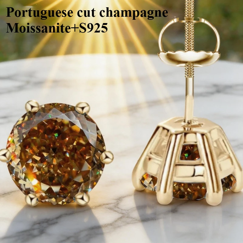 100% moissanite 925 Sterling Silver color 5mm/ 6.5mm round champagne golden Portuguese Cut diamond Studs Earrings Jewelry
100% moissanite 925 Sterling Silver color 5mm/ 6.5mm round champagne golden Portuguese Cut diamond Studs Earrings Jewelry