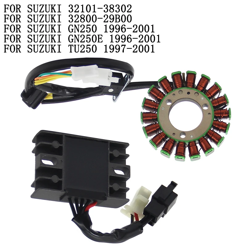For Suzuki GN250 GN250E TU250 32101-38302 32800-29B00 Motorcycle Ignition Generator Stator Coil Voltage Regulator Rectifier Moto
For Suzuki GN250 GN250E TU250 32101-38302 32800-29B00 Motorcycle Ignition Generator Stator Coil Voltage Regulator Rectifier Moto