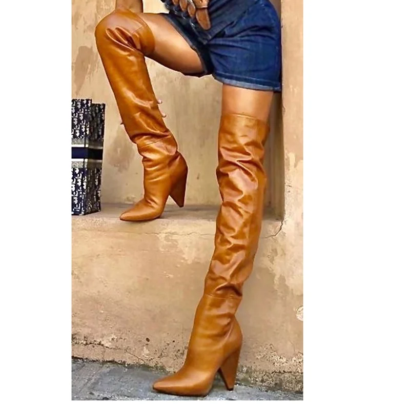 Brown Matte Over Knee High Boots Chunky Heel Pointed Toe Fashion Sexy Cool 2025 Winter Big Size Woman Shoes Zapatillas Mujer
Brown Matte Over Knee High Boots Chunky Heel Pointed Toe Fashion Sexy Cool 2025 Winter Big Size Woman Shoes Zapatillas Mujer