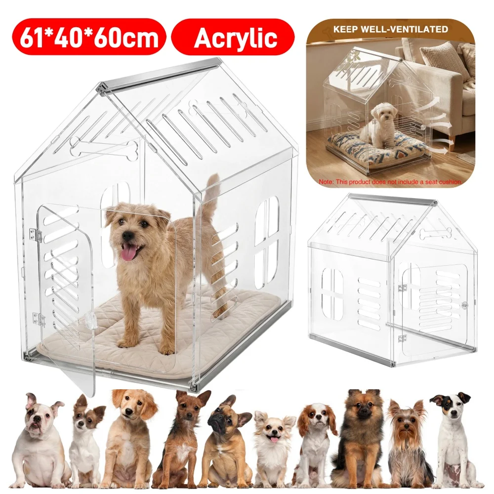 Acrylic Dog Cat House Lockable Ventilated Modern Dogs Crate Clear Dog Playpen for Small and Medium Dogs Pets 610x400x600mm
Acrylic Dog Cat House Lockable Ventilated Modern Dogs Crate Clear Dog Playpen for Small and Medium Dogs Pets 610x400x600mm