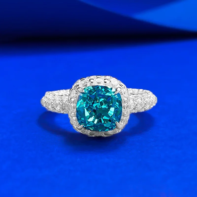 New S925 Silver 8 * 8 Fat Square Paraiba Ice Flower Ring High Carbon Diamond Heavy Industry Luxury Set Wedding Jewelry
New S925 Silver 8 * 8 Fat Square Paraiba Ice Flower Ring High Carbon Diamond Heavy Industry Luxury Set Wedding Jewelry