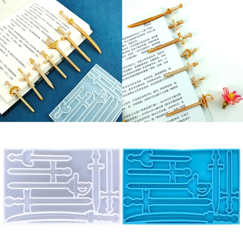 R3MC Закладка-клей, форма для поделок, Закладка для книг, декоративная форма для смолы, закладка для меча неправильной формы, силиконовая форма для поделок