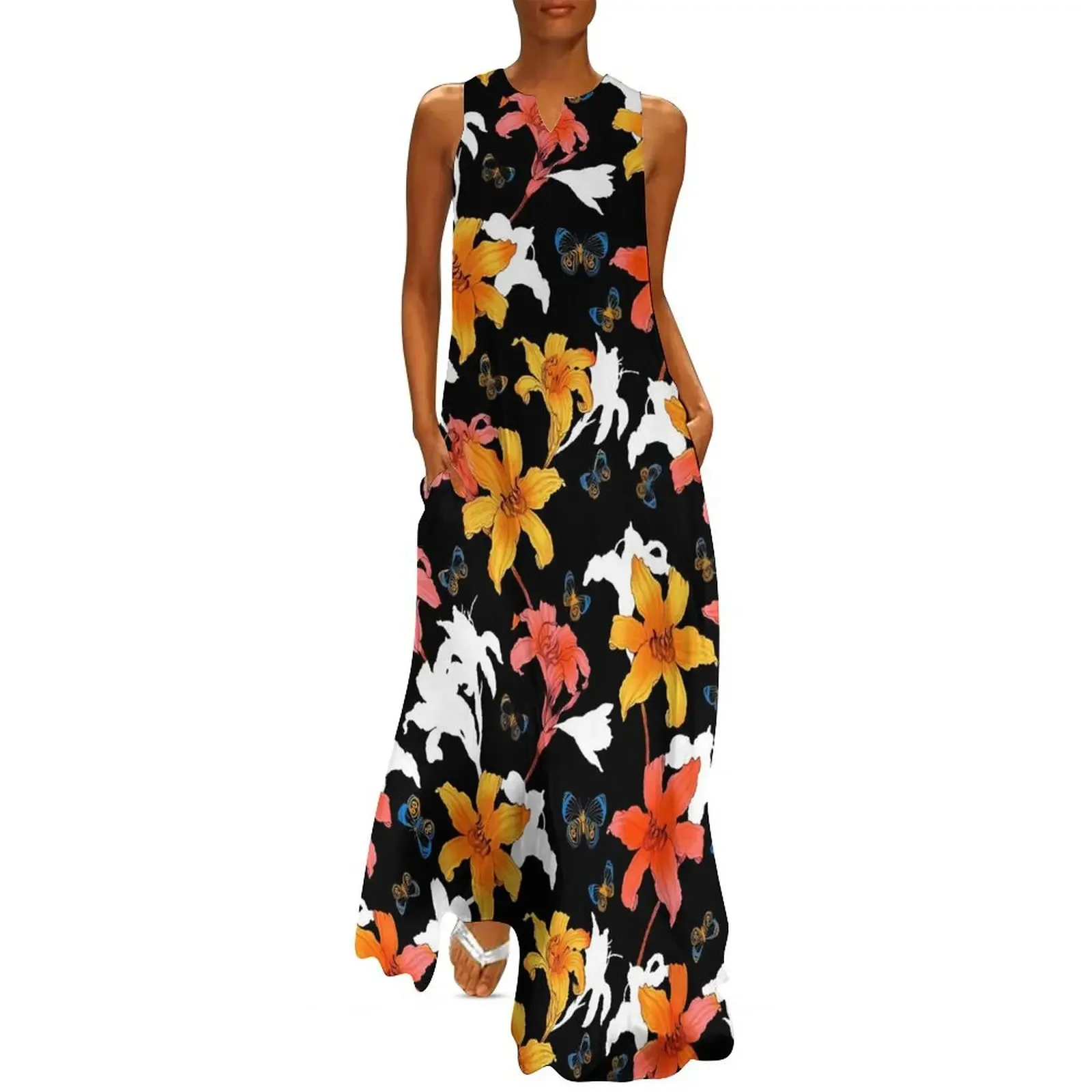 Loose Summer Lily Floral Dress For Womens Pink Flowers Vintage Maxi Dress Elegant Casual Sleeveless V-neck Beach Long Dresses
Loose Summer Lily Floral Dress For Womens Pink Flowers Vintage Maxi Dress Elegant Casual Sleeveless V-neck Beach Long Dresses
