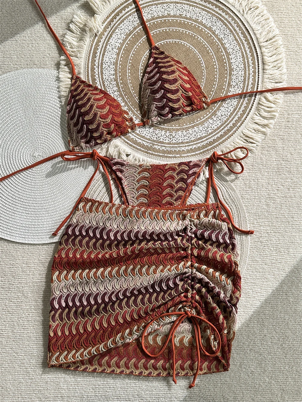 Vintage Boho Knitted Bikini Skirt Micro String Backless Swimsuit Vacation Swimwear Women Bikinis Sets Crochet Beach Swim Outfit
Vintage Boho Knitted Bikini Skirt Micro String Backless Swimsuit Vacation Swimwear Women Bikinis Sets Crochet Beach Swim Outfit