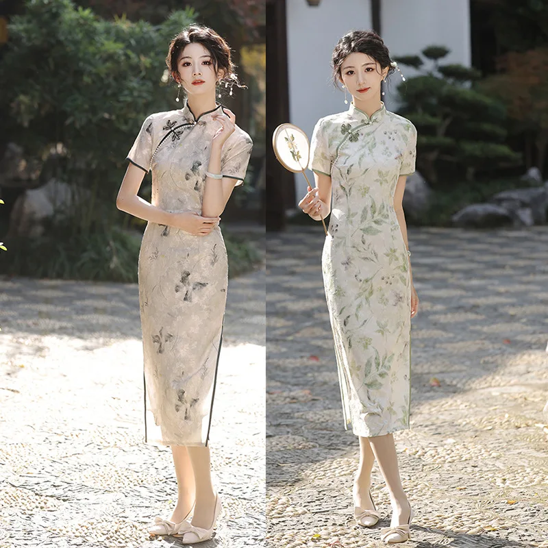 Summer Vintage Chinese Style Young Lady Long Cheongsam Evening Party Dress Girls Short Sleeve Daily Qipao Vestidos
Summer Vintage Chinese Style Young Lady Long Cheongsam Evening Party Dress Girls Short Sleeve Daily Qipao Vestidos
