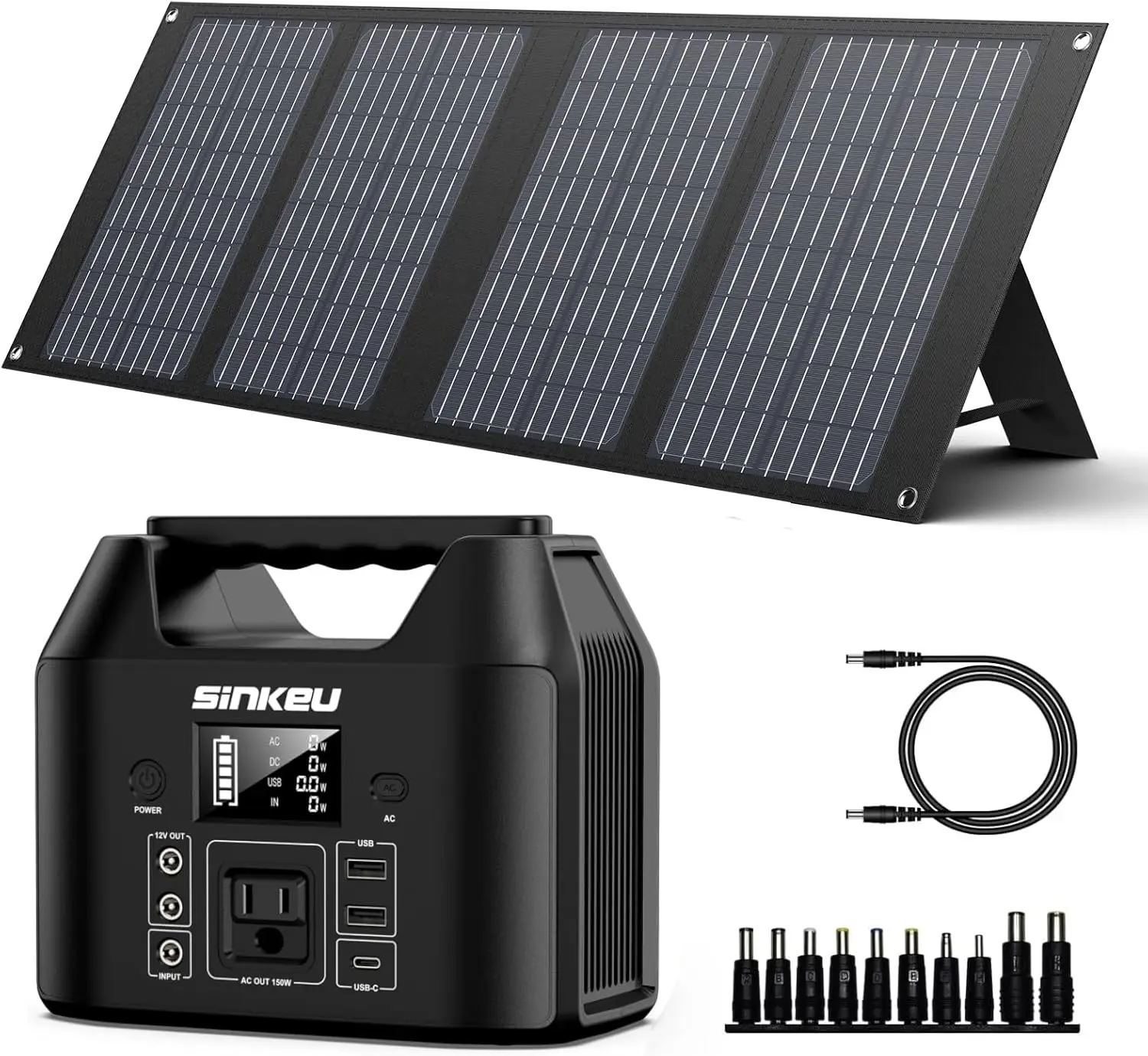 150W Portable Power Station with 40W Solar Panel,122.8Wh LiFePO4 Battery Solar Generator Solar Charger Power Bank with AC Outlet
150W Portable Power Station with 40W Solar Panel,122.8Wh LiFePO4 Battery Solar Generator Solar Charger Power Bank with AC Outlet