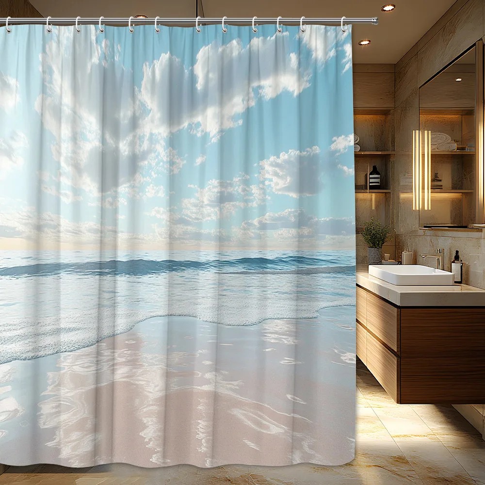 Luxury Beach Ocean Shower Curtain Waterproof Polyester Tropical Print Coastal Style Bathroom Shower Curtain for Home Decor
Luxury Beach Ocean Shower Curtain Waterproof Polyester Tropical Print Coastal Style Bathroom Shower Curtain for Home Decor