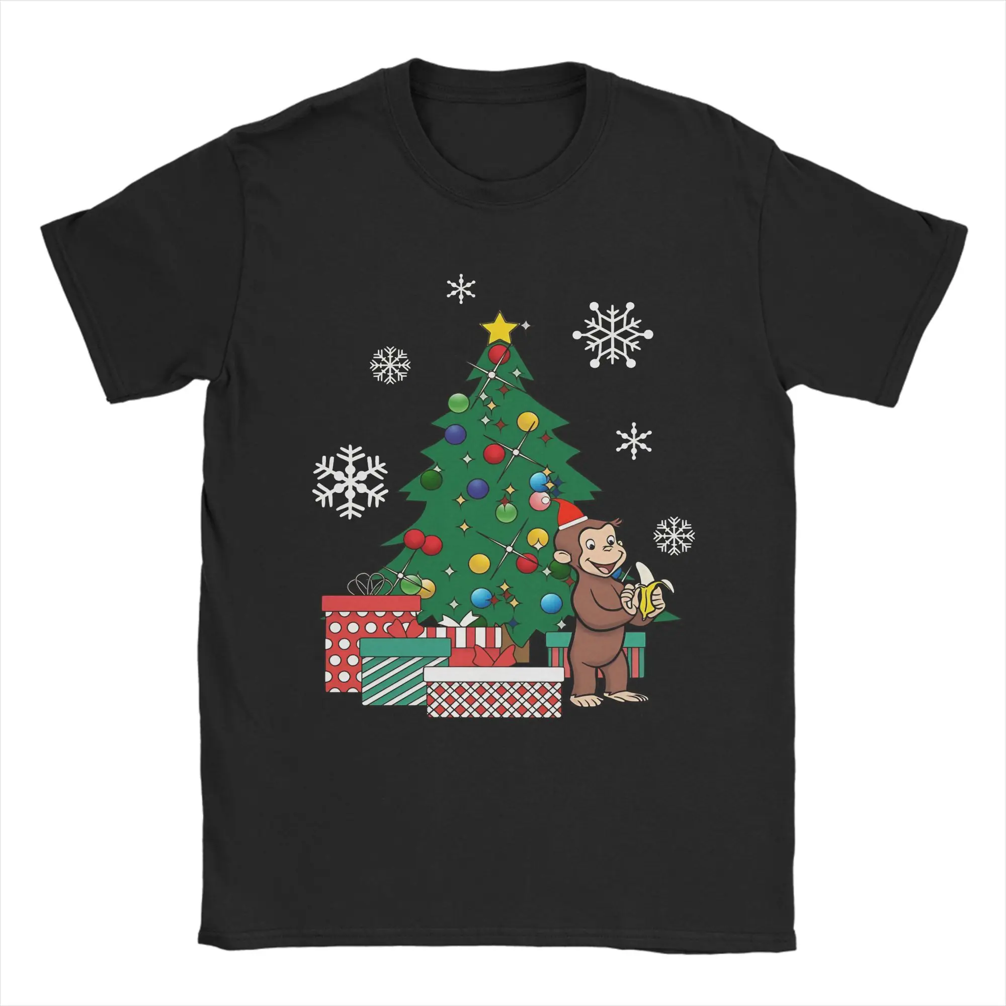Curious George Around The Christmas Tree T-Shirts Vintage Cotton Tee Shirt Round Neck Short Sleeve T Shirts Summer Clothing
Curious George Around The Christmas Tree T-Shirts Vintage Cotton Tee Shirt Round Neck Short Sleeve T Shirts Summer Clothing