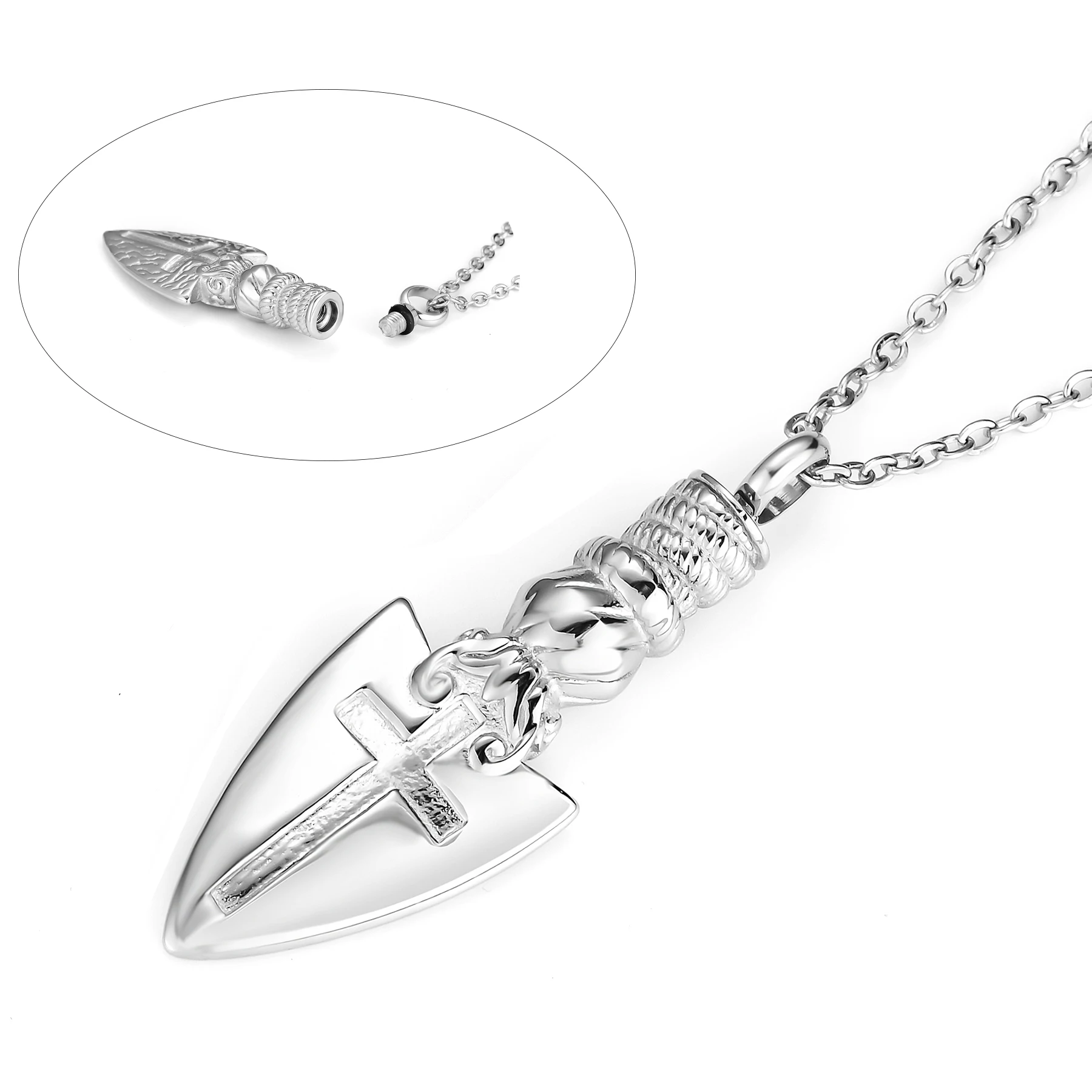 Retro Cross Shield Pendant Memorial Urn Necklace Stainless Steel Cremation Jewelry Keepsake Ash Necklace
Retro Cross Shield Pendant Memorial Urn Necklace Stainless Steel Cremation Jewelry Keepsake Ash Necklace