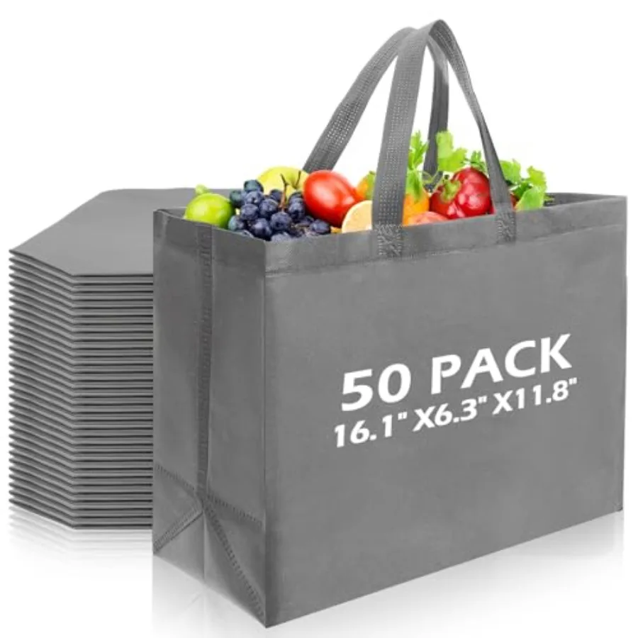 50 Pcs Reusable Tote Bag with Handles Bulk Extra Large Non Woven Grocery Shopping Bags for Boutiques Retail Store
50 Pcs Reusable Tote Bag with Handles Bulk Extra Large Non Woven Grocery Shopping Bags for Boutiques Retail Store