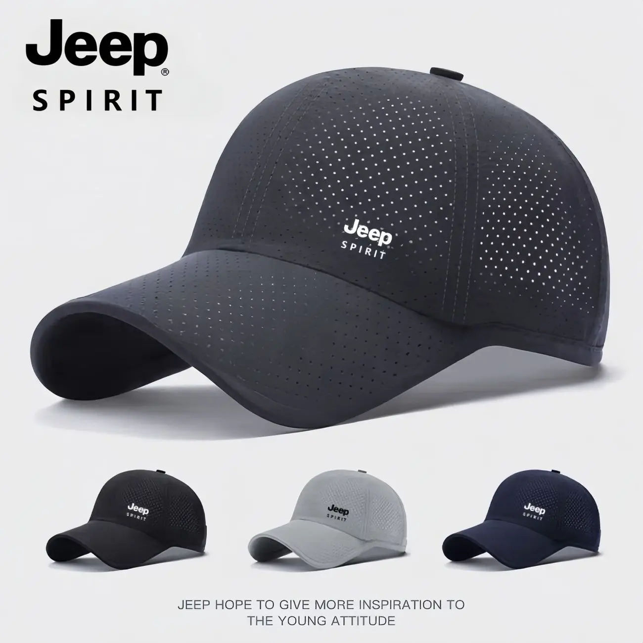 JEEP Spirit Quick drying Sports Hat Men's and Women's Duck billed Hat Spring/Summer Baseball Hat Breathable Sunscreen Hat
JEEP Spirit Quick drying Sports Hat Men's and Women's Duck billed Hat Spring/Summer Baseball Hat Breathable Sunscreen Hat