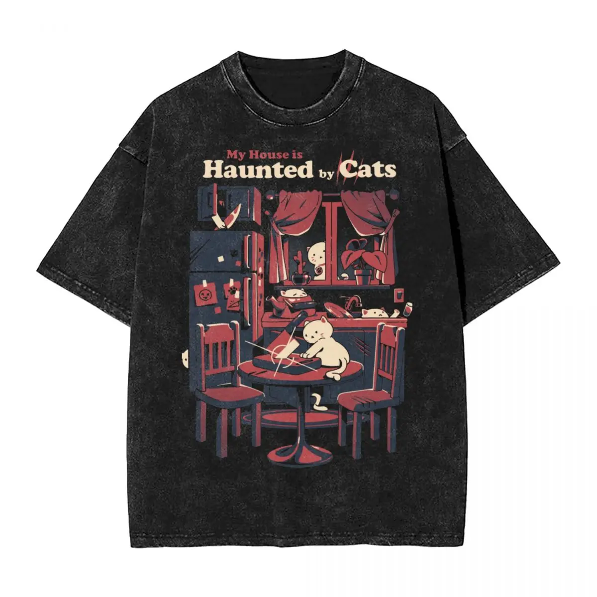 American Retro Washed Old Cat Cat Printed Short-sleeved Men's and Women's Trendy Brand Loose and Versatile Couple Half-sleeves 
American Retro Washed Old Cat Cat Printed Short-sleeved Men's and Women's Trendy Brand Loose and Versatile Couple Half-sleeves