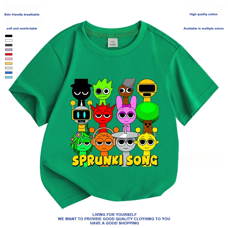 Cartoon Sprunki Incredibox T-shirt Short Sleeve Children Cotton Anime Breathable Round Collar Pullover Tops Casual Shorts Summer
Cartoon Sprunki Incredibox T-shirt Short Sleeve Children Cotton Anime Breathable Round Collar Pullover Tops Casual Shorts Summer