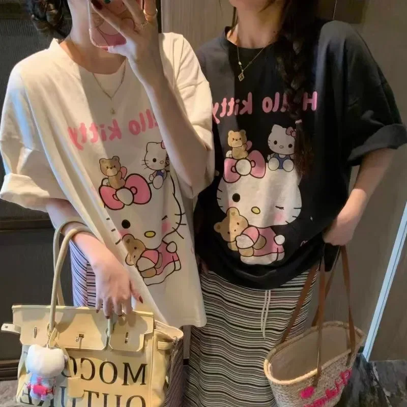 Hello Kitty Short-sleeved Anime Cartoon Printing Sanrio Kawaii Loose Out Joker Cotton Sweat-absorbent T-shirt Girl Holiday Gifts
Hello Kitty Short-sleeved Anime Cartoon Printing Sanrio Kawaii Loose Out Joker Cotton Sweat-absorbent T-shirt Girl Holiday Gifts