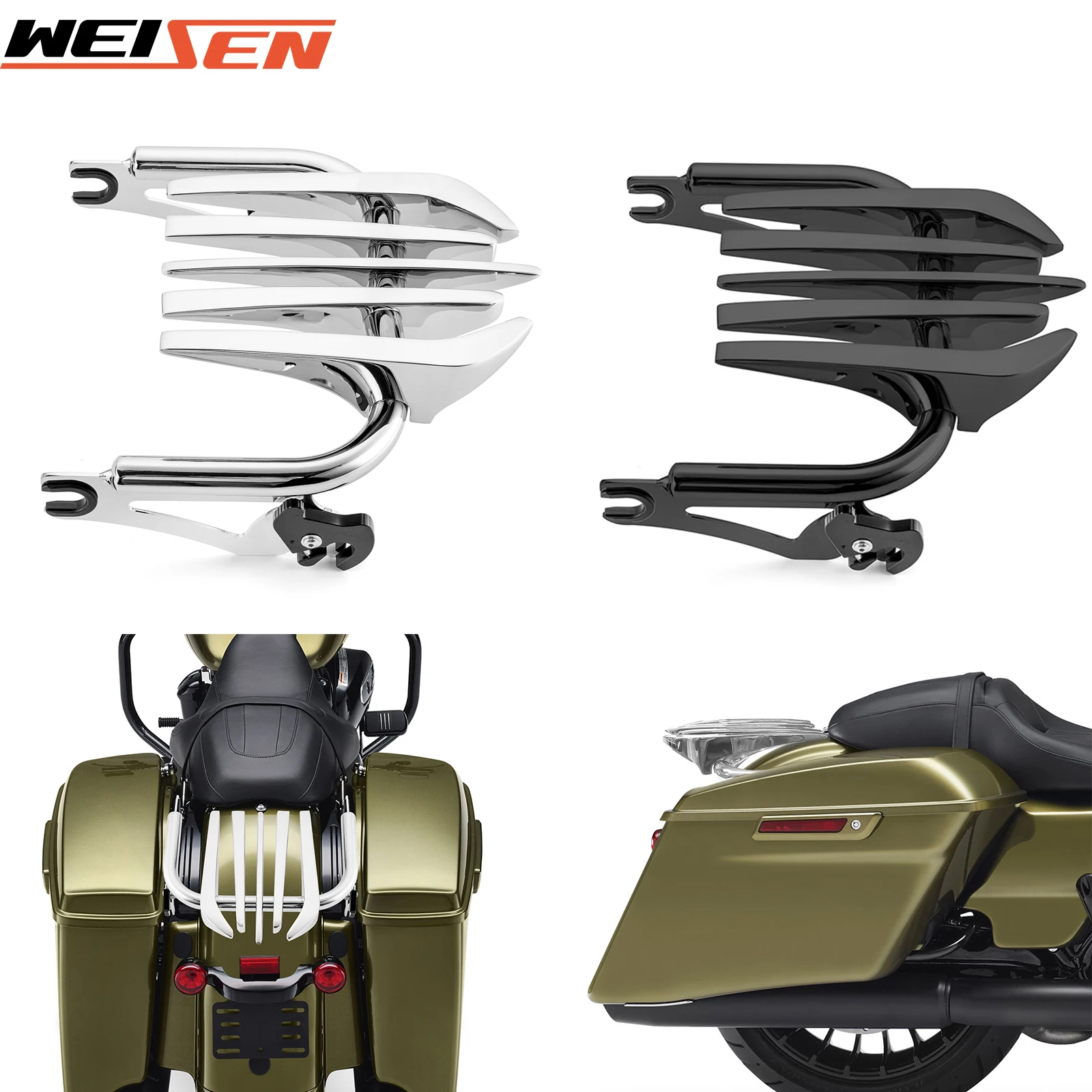 Motorcycle Detachable Two Up Luggage Rack Mount for 2009-2024 Harley Touring Electra Road King Street Glide Road Glide FLHT FLHX
Motorcycle Detachable Two Up Luggage Rack Mount for 2009-2024 Harley Touring Electra Road King Street Glide Road Glide FLHT FLHX