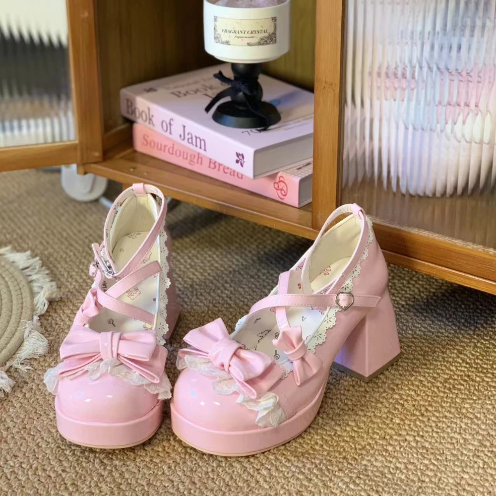 Lolita Womens Shoes Pink Waterproof High Heels Bow Kawaii Sweet Mary Jane Shoes Casual Leather Princess Platform Heels Pumps
Lolita Womens Shoes Pink Waterproof High Heels Bow Kawaii Sweet Mary Jane Shoes Casual Leather Princess Platform Heels Pumps