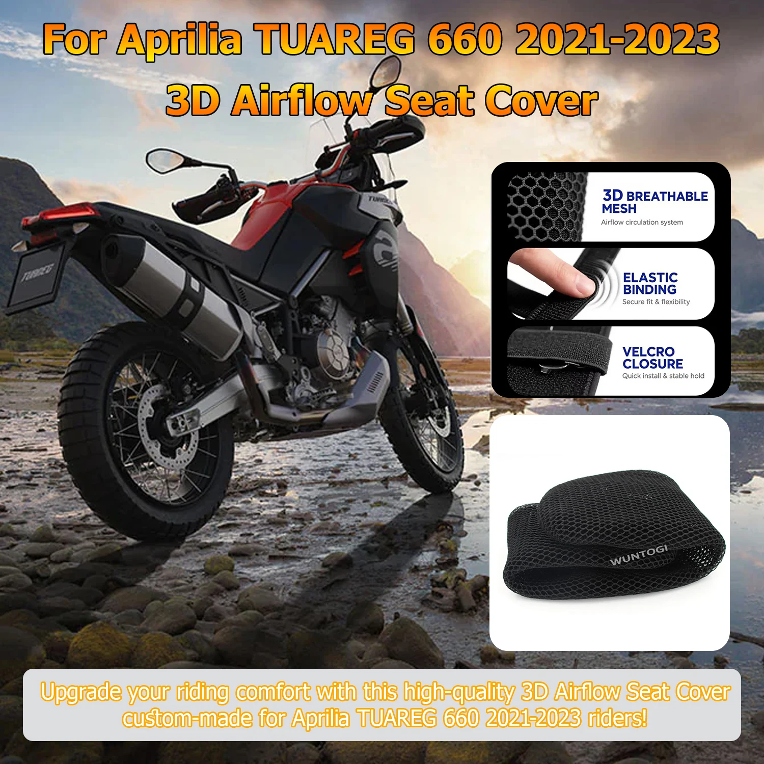 Tuareg 660 Motorcycle Custom 3D Airflow Seat Cover For Aprilia TUAREG 660 2021-2023 Breathable Anti-Slip Cushion Protector
Tuareg 660 Motorcycle Custom 3D Airflow Seat Cover For Aprilia TUAREG 660 2021-2023 Breathable Anti-Slip Cushion Protector