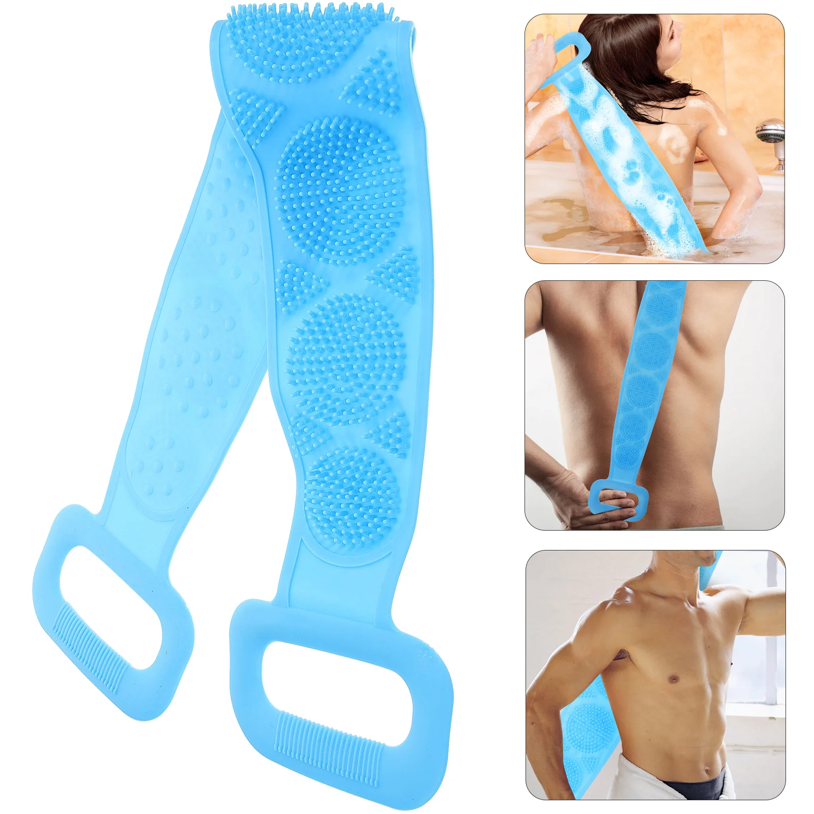 Dual Sided Silicone Shower Back Scrubber / Massager / Cleaner / Bath Belt (Blue)
Dual Sided Silicone Shower Back Scrubber / Massager / Cleaner / Bath Belt (Blue)