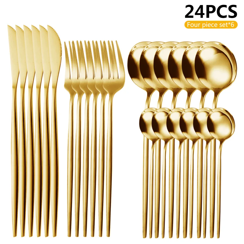 24 Pcs Gold Tableware Set Stainless Steel Tableware Knife Fork Spoon Luxury Tableware Set Tableware Dishwasher Resistant Home
24 Pcs Gold Tableware Set Stainless Steel Tableware Knife Fork Spoon Luxury Tableware Set Tableware Dishwasher Resistant Home