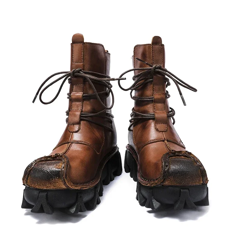 Fashion Men's Genuine Leather Motorcycle Boots Goth Skull Safety Boots Winter Punk Mid-calf Western Riding Boots
Fashion Men's Genuine Leather Motorcycle Boots Goth Skull Safety Boots Winter Punk Mid-calf Western Riding Boots