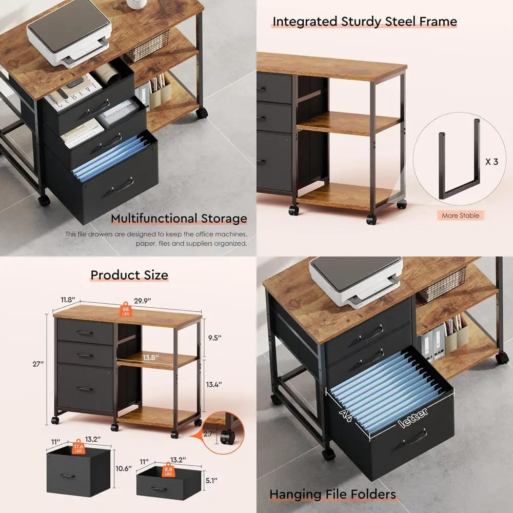 3 Drawer File Cabinet with Wheels Rolling Printer Stand with Open Storage Shelf Fabric Lateral Filing Cabinet for Home Office,Ru
3 Drawer File Cabinet with Wheels Rolling Printer Stand with Open Storage Shelf Fabric Lateral Filing Cabinet for Home Office,Ru