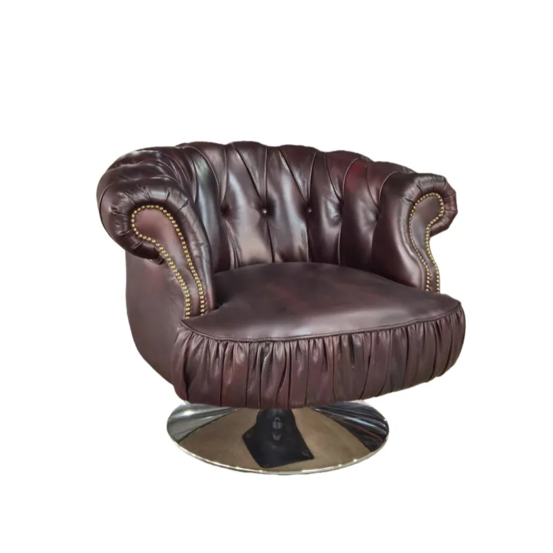 Retro style rotating metal base living room swivel chair luxury executive office leisure chair
Retro style rotating metal base living room swivel chair luxury executive office leisure chair