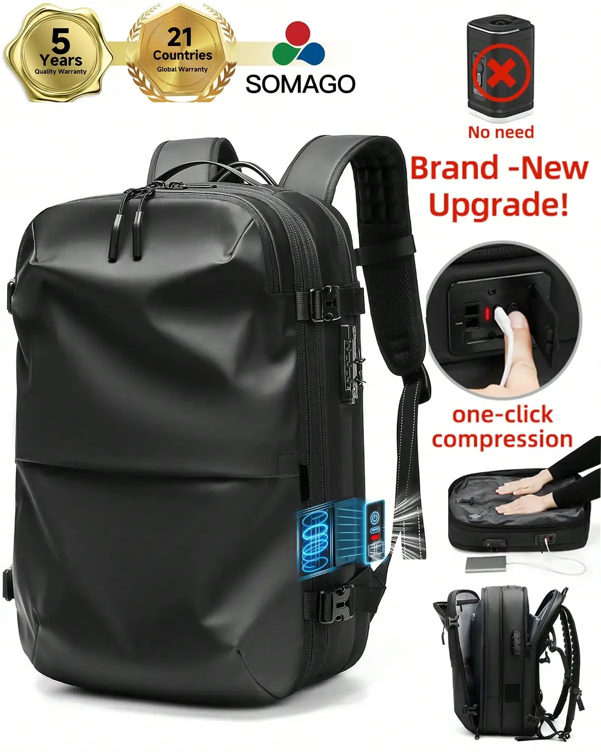 One-Click Vacuum Backpack, Expandable To 60L With TSA Lock, Fits 17" Laptop. Lightweight & Durable Carry-On For Camping & Outdoor Adventures.
One-Click Vacuum Backpack, Expandable To 60L With TSA Lock, Fits 17" Laptop. Lightweight & Durable Carry-On For Camping & Outdoor Adventures.