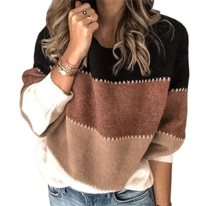 Autumn Winter Warm Color Blocking Sweater Women New Lantern Long Sleeve Knitwear O Neck Jumpers Female Casual Loose Knitted Tops
Autumn Winter Warm Color Blocking Sweater Women New Lantern Long Sleeve Knitwear O Neck Jumpers Female Casual Loose Knitted Tops
