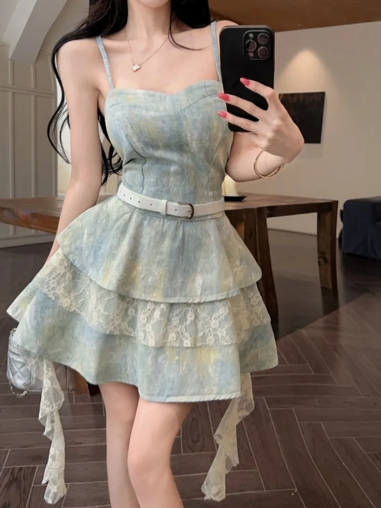 Summer New Style Tie Dye Lace Patchwork Halter Dress Slimming a Line Short Skirt Backless Sexy Korean Style Commute Dress
Summer New Style Tie Dye Lace Patchwork Halter Dress Slimming a Line Short Skirt Backless Sexy Korean Style Commute Dress