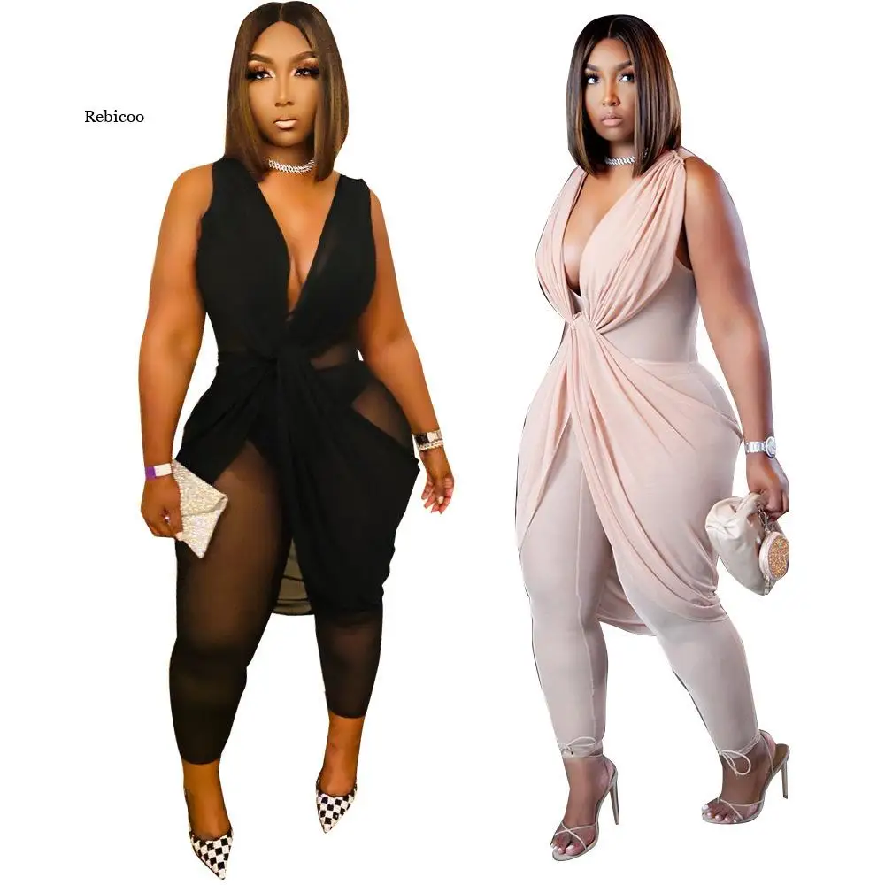Spliced See-Through Mesh Jumpsuit Women V Neck Sleeveless Bodycon High Waist Sexy Evening Night Club Overalls Jumpsuit
Spliced See-Through Mesh Jumpsuit Women V Neck Sleeveless Bodycon High Waist Sexy Evening Night Club Overalls Jumpsuit