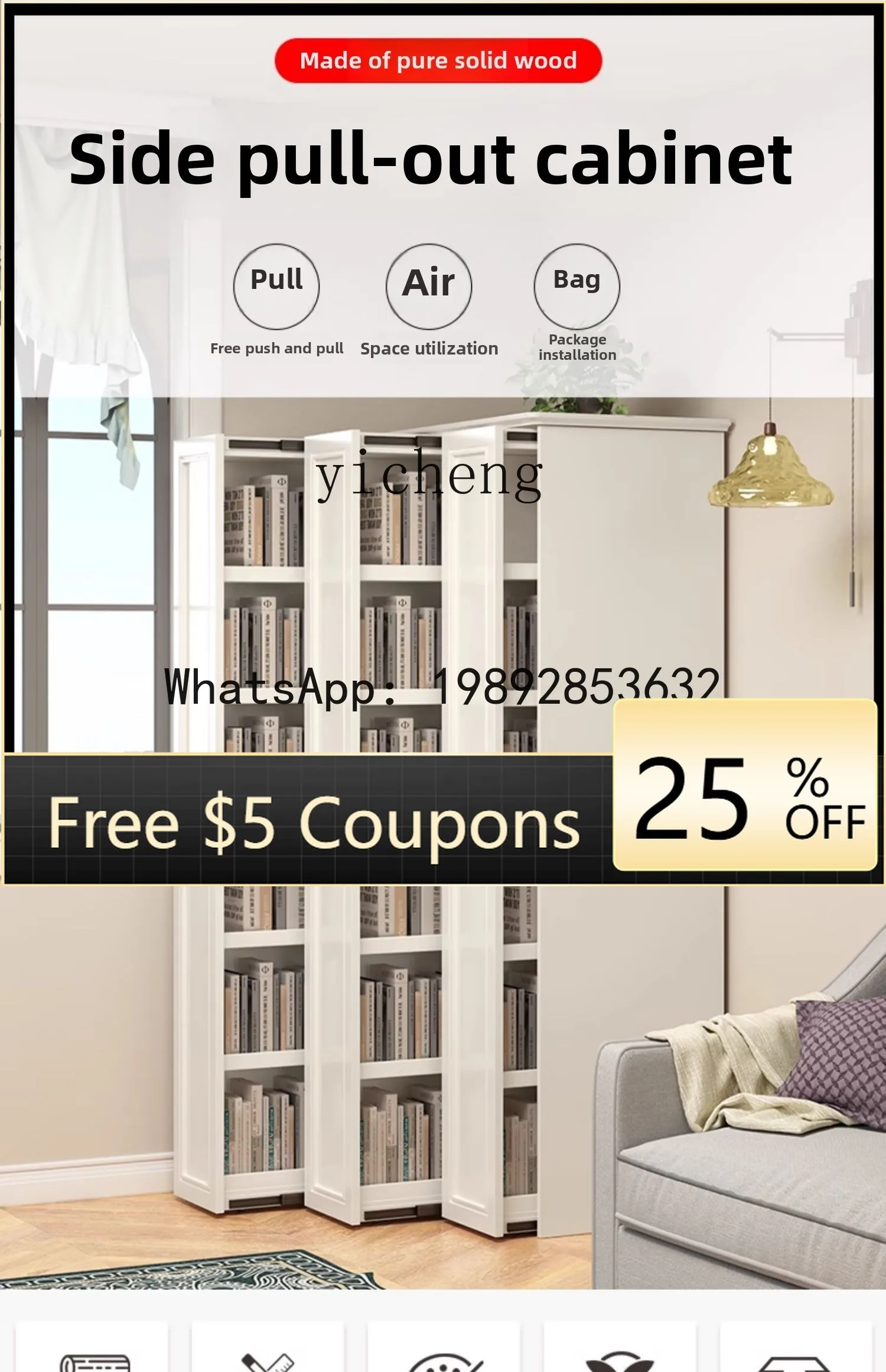 Z5 side pull-out cabinet study movable narrow drawer invisible bookshelf combination side opening
Z5 side pull-out cabinet study movable narrow drawer invisible bookshelf combination side opening