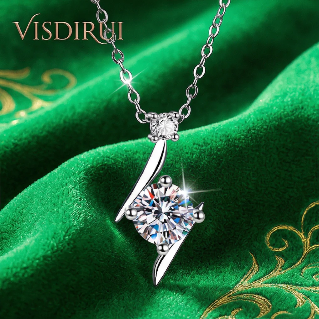 VISDIRUI 1ct Moissanite Solitaire Pendant Necklace S925 Silver D Color VVS1 Round Cut Box Chain Fine Jewelry Daily Wear Gift Her
VISDIRUI 1ct Moissanite Solitaire Pendant Necklace S925 Silver D Color VVS1 Round Cut Box Chain Fine Jewelry Daily Wear Gift Her