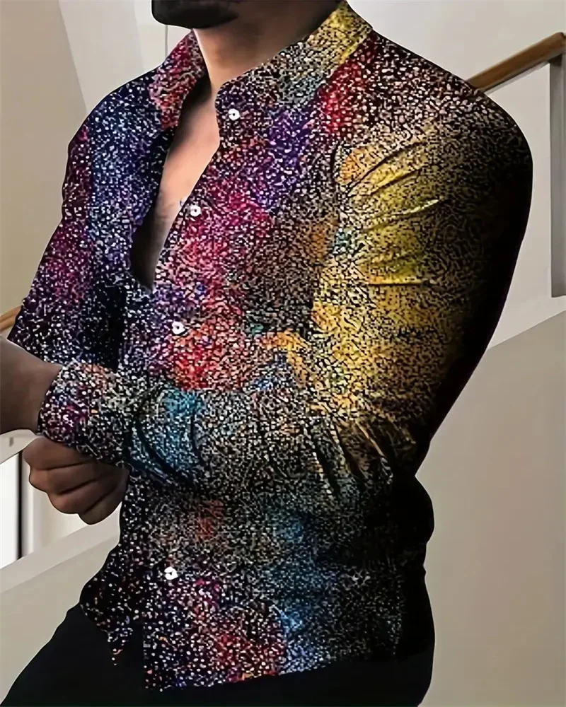 Spring and Autumn Long Sleeve Shirt with Flaps and Men's Buttons High Quality Soft Shirt 3D Colorful Stars Graduation Party
Spring and Autumn Long Sleeve Shirt with Flaps and Men's Buttons High Quality Soft Shirt 3D Colorful Stars Graduation Party