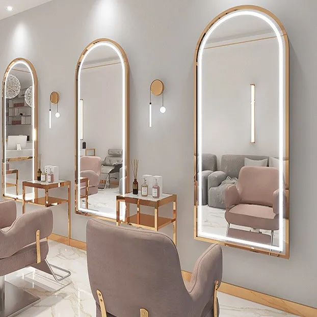 Hair salon special barbershop mirror Internet celebrity trendy mirror stand hairdresser wall mirror wall mounted LED touch
Hair salon special barbershop mirror Internet celebrity trendy mirror stand hairdresser wall mirror wall mounted LED touch